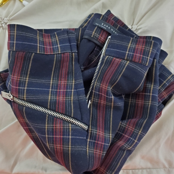NWOT Zara Checkered Skinny Trousers with Zip - Picture 8 of 8